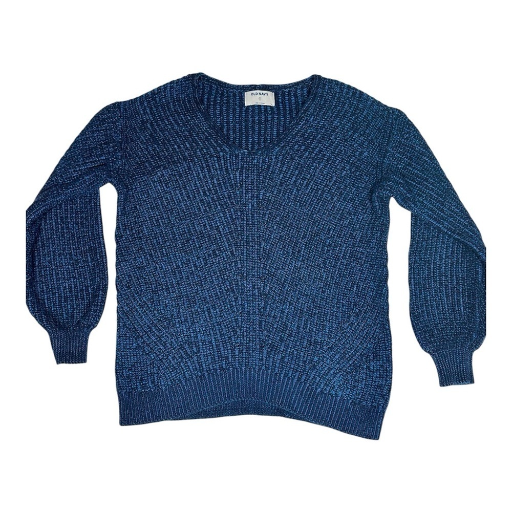 Blue Knit V Neck Sweater Size XS